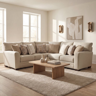 Elmira 2 - Piece Upholstered Sectional with Comfort Coil Seating and 9 Included Accent Pillows