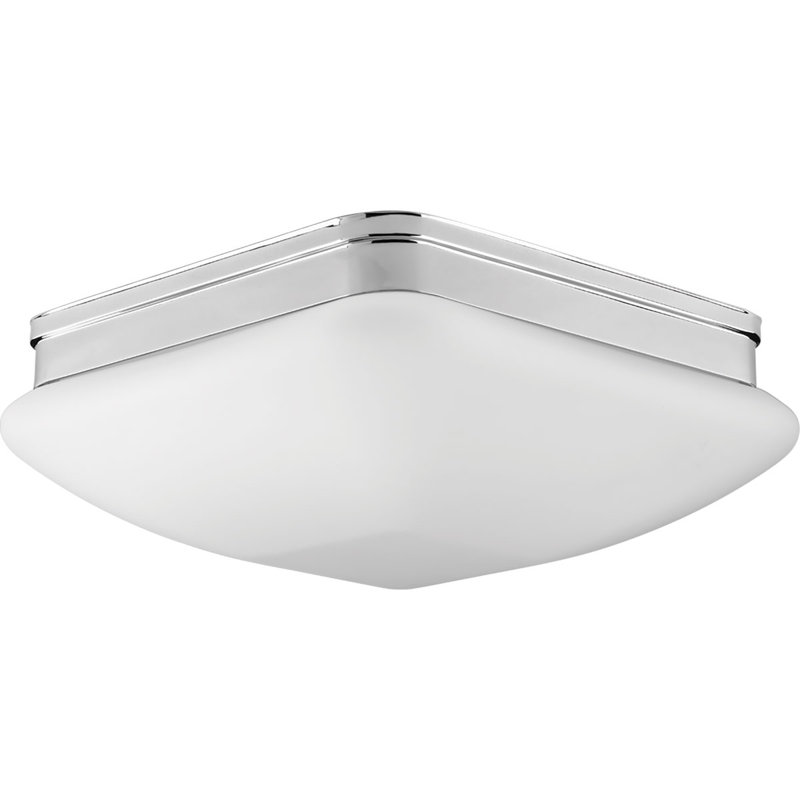 Plafonnier encastré rectangulaire simple 13 po 3 lumières Nason, Chrome poli