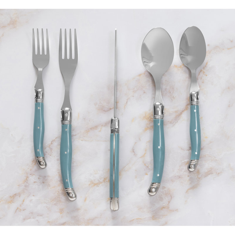 Aegean Teal Stainless Steel Flatware Set, Service for 4