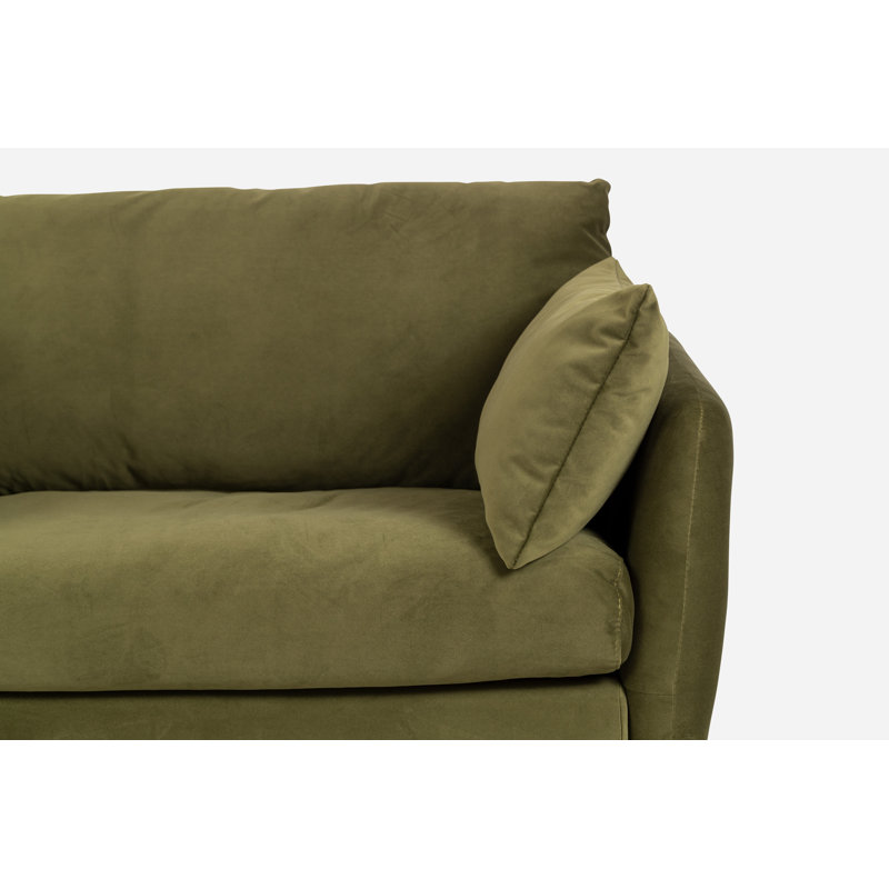 Olive Velvet Left-Facing Sectional Sofa with Gold Legs