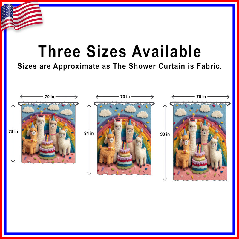 Rideaux de douche Felt Llamas Birthday Cake, L 70 po x H 93 po