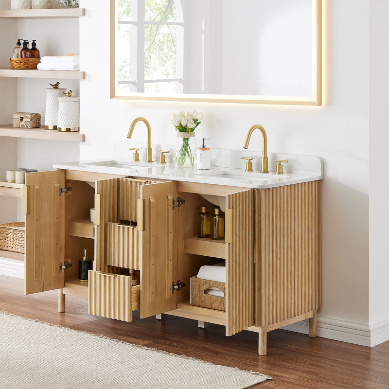Meuble-lavabo simple 36 po avec miroir Siena, 60", Lavabo double
