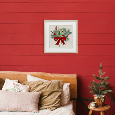 Merry Berry Bow Framed Print Under Glass, design by Tava Studios