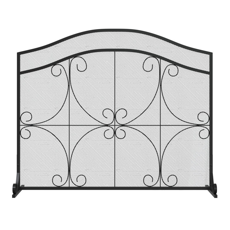 1 Panel Open Iron Fireplace Screen