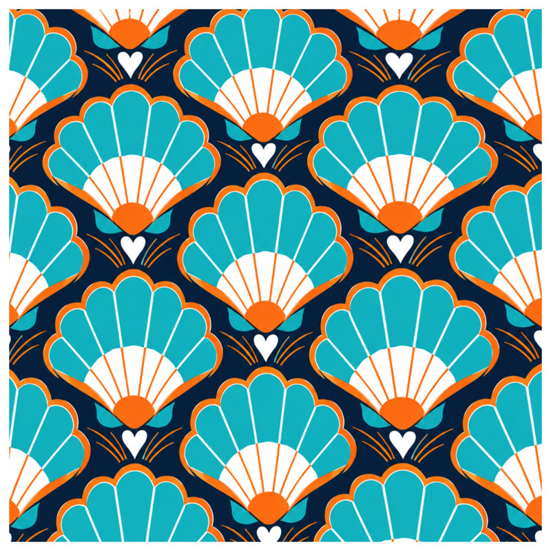 Blue Orange Shell Pattern Comforter, Twin Extra Long