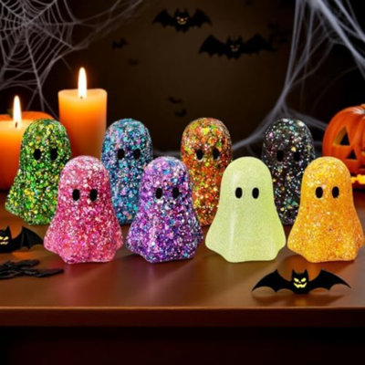 Décoration lumineuse d'Halloween citrouille - ensemble de 3 citrouilles décoratives en céramique pour l'intérieur, la table et le plateau