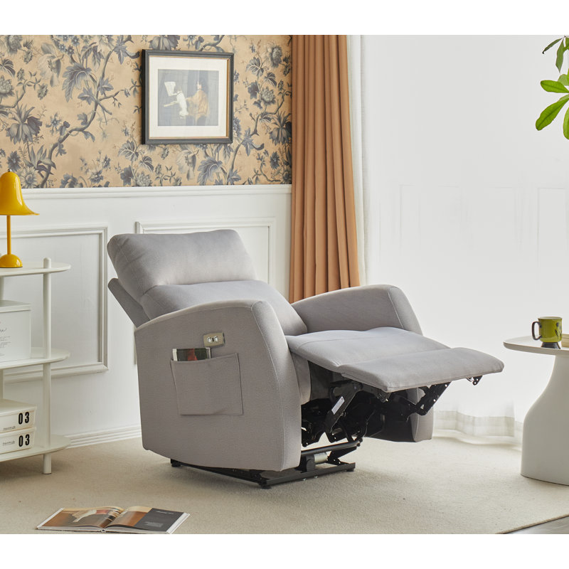 Alaine Upholstered Power Recliner, Silver