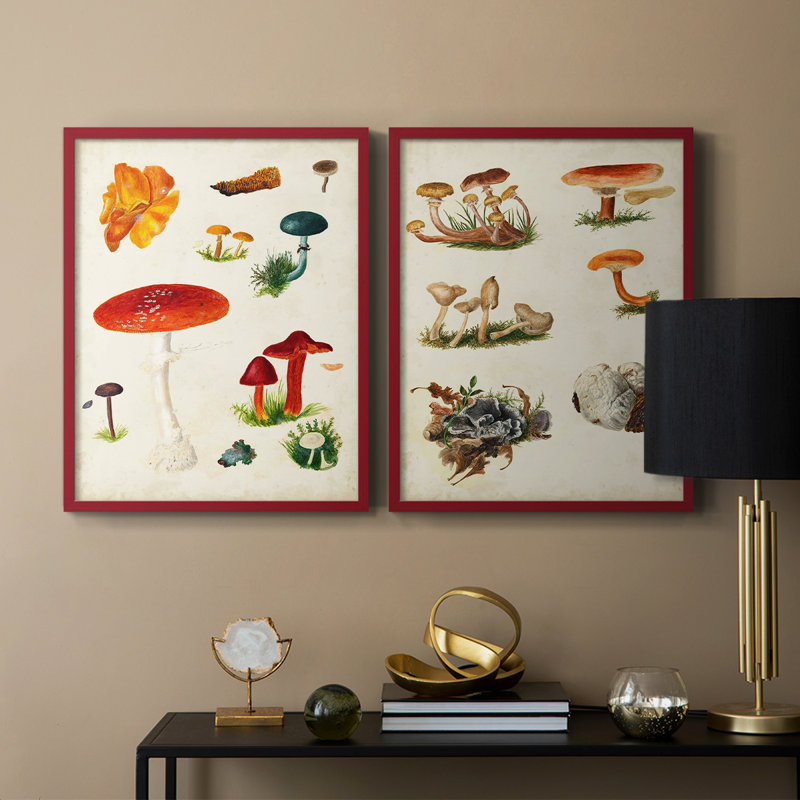 Reproduction encadrée de qualité supérieure de la variété champignon vii - prêt à accrocher - pas de clous requis - pas de clous requis