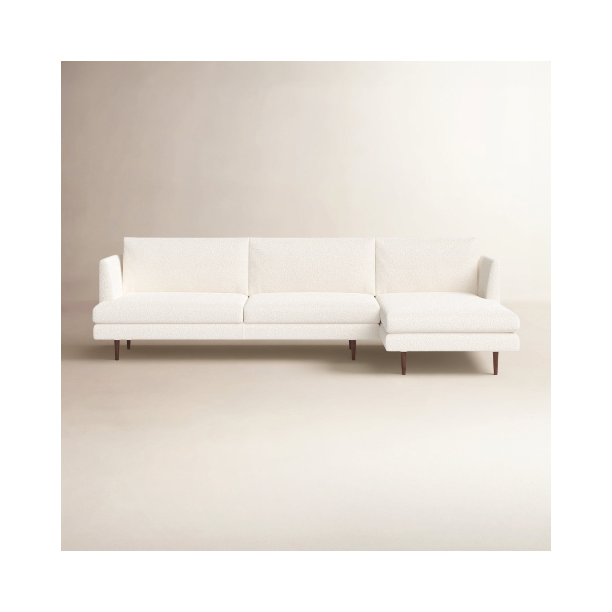 Miller 2 - Piece Upholstered Chaise Sectional, Right Hand Facing, Cream Polyester Blend