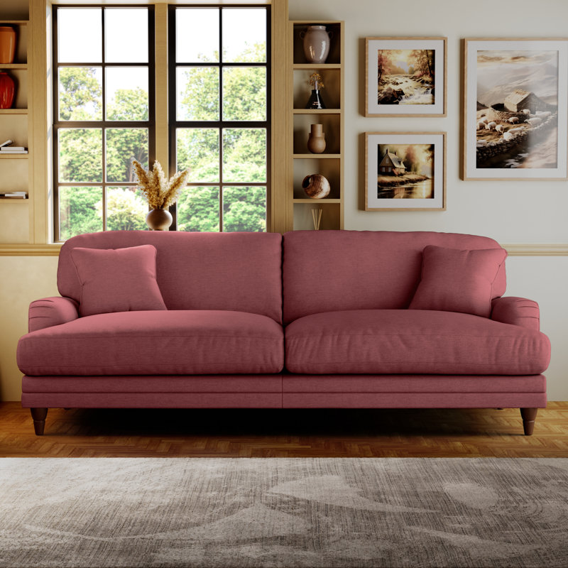 Adaku 4 Seater Sofa  , Plum, Burnished Beech