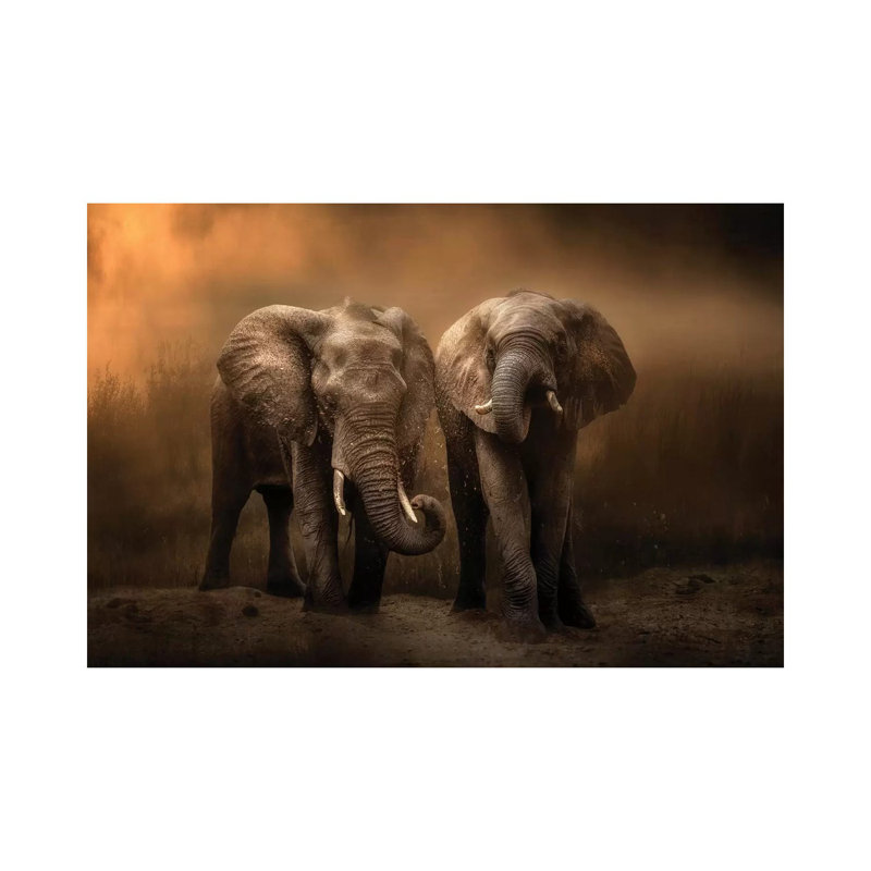 Elephants Dust Bath 1 Piece Wall Art on Canvas, 66.04 cm H x 45.72 cm W x 1.91 cm D, Wrapped Canvas