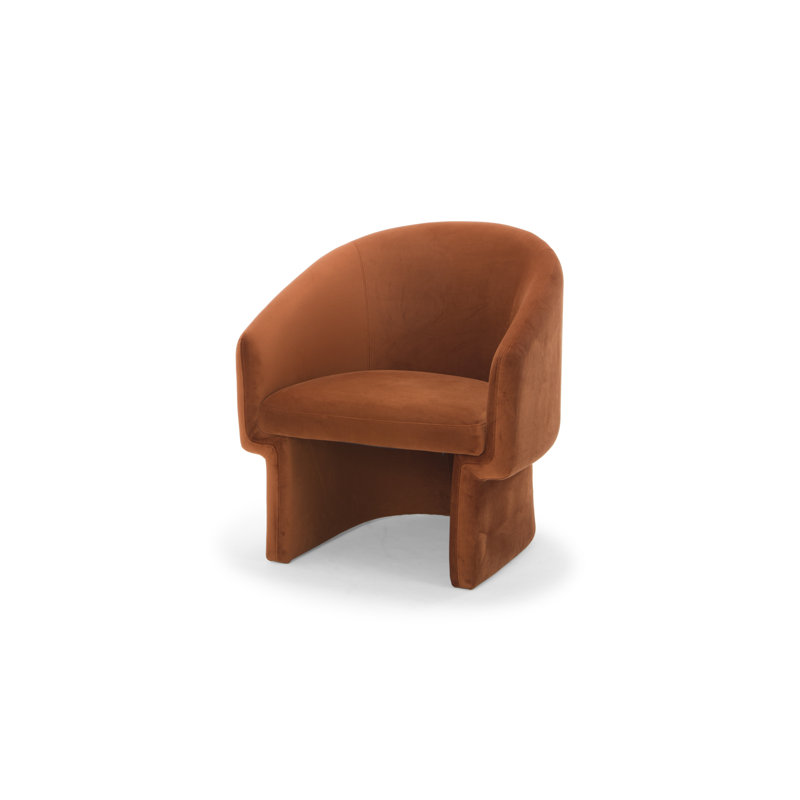 Fauteuil demi-tonneau en velours Amanada, Rouille