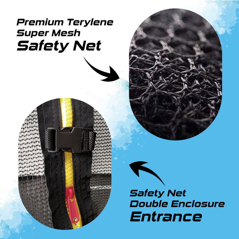 Machrus Moxie Pumpkin-Shaped Outdoor Trampoline Set with Top-Ring Frame Safety Enclosure, 14 FT, Gray