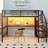 Metal Loft Bed With Desk, Storage Staircase And Led Light -772652039