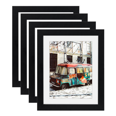 8X10 Black Picture Frames Nature Solid Wood 4 Pack For Wall Mounting And Tabletop Display