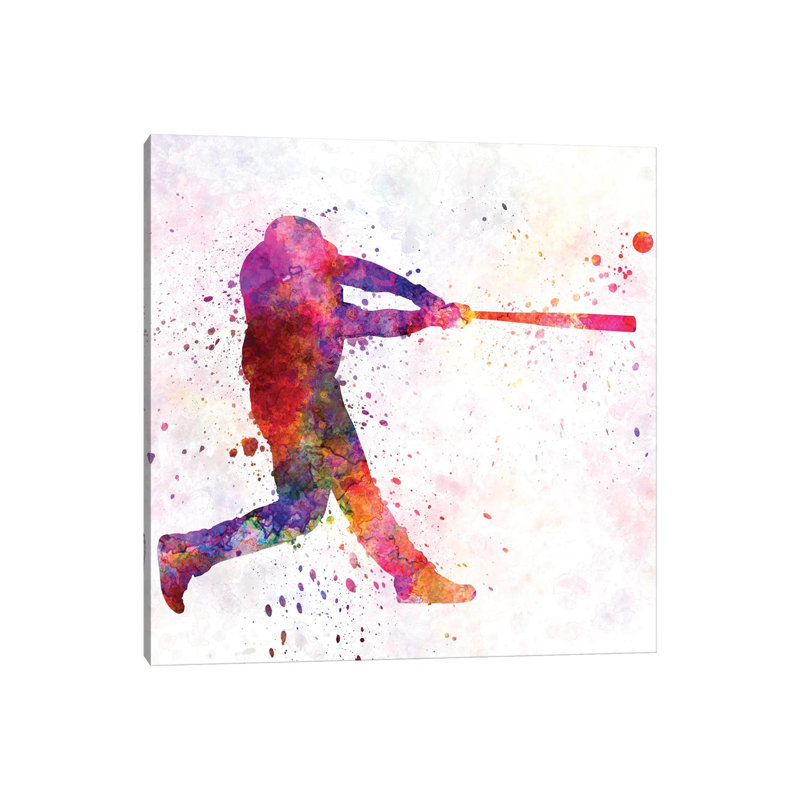 Baseball Player Hitting A Ball I by Paul Rommer - Wrapped Canvas Gallery-Wrapped Canvas Giclée