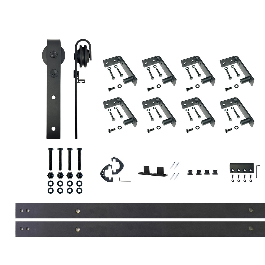 Ceiling Mount Black Rustic Classic Design Non-Bypass Single Track One Door Hardware Kit (Door Not Included) Homacer Track 