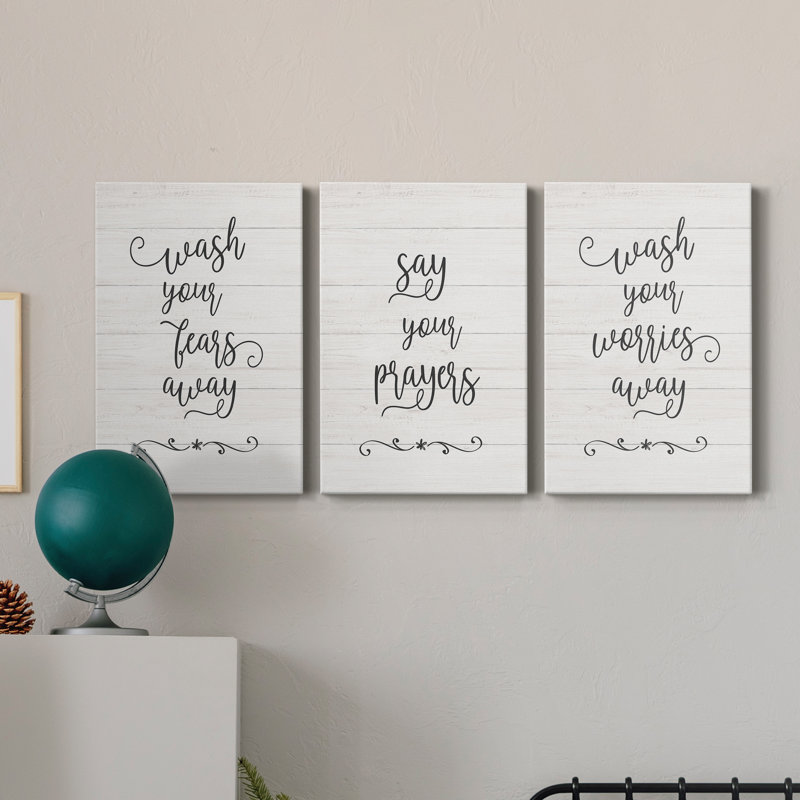 «Say Your Prayers», ensemble d'art textuel sur toile tendue 3 pièces, H 60 po x l 120 po x P 3 po