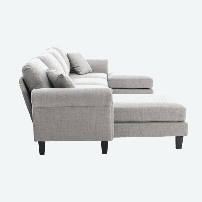 Canapés modulaires rembourrés 3 pièces Aindrea, Polyester gris clair