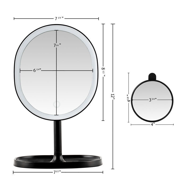 Miroir de maquillage lumineux , Noir