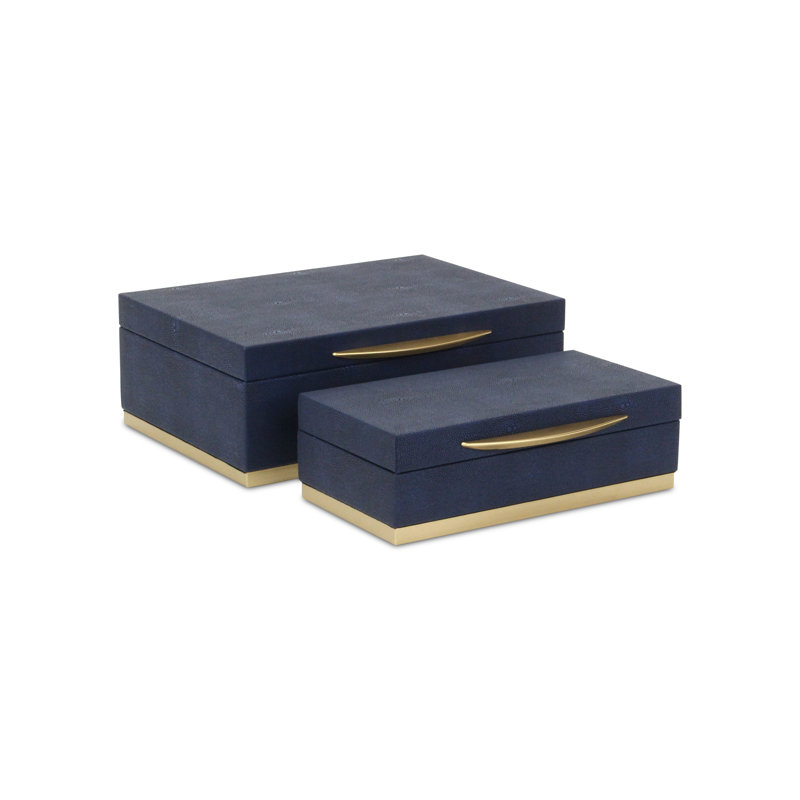 Ensemble de boîtes rectangulaires or Zynova - Faux chagrin crème, Crème, crème, 4,25 po H x 11,75 po L x 9 po P