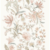 Teonna Light Pink Floral Stripe Wallpaper
