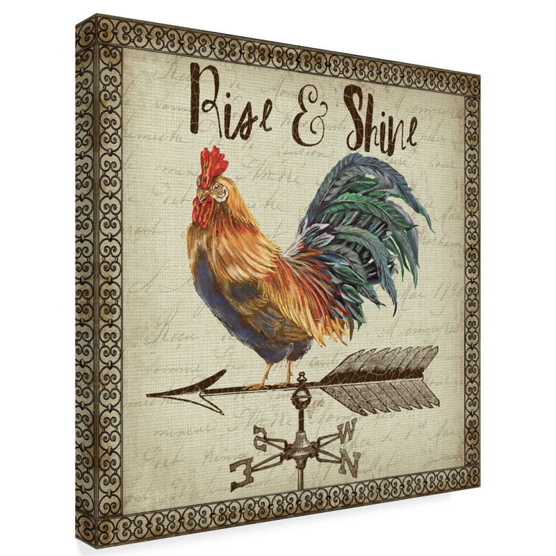 Rustic Farmhouse Rooster Weather Vane Canvas Art, 14" x 14"