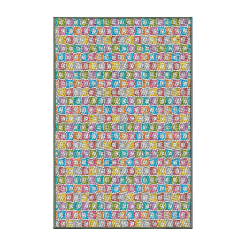 Bleu Tapis décoratif Piotrowski, Rectangle 5 pi x 8 pi