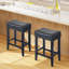 25.75" H Mid-Century Modern Saddle Stool Backless Upholstered Counter Stool with Wood Frame-320729929-320729928