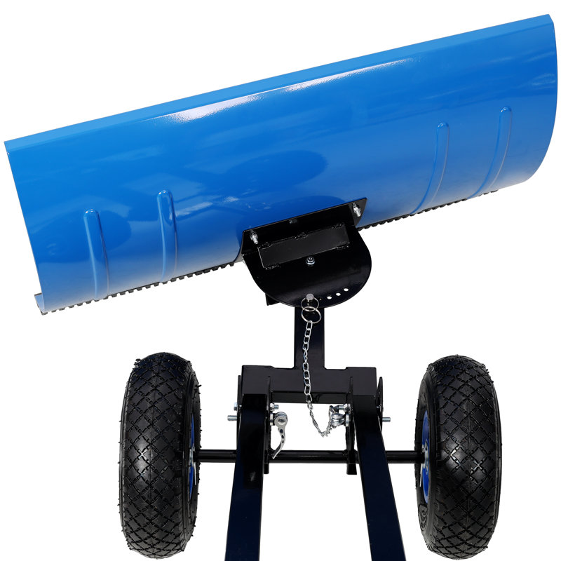 Dual-Bar Snow Shovel with Wheels, Adjustable Handle and 5-Position Blade for Driveways & Walkways, 29"*25, Blue