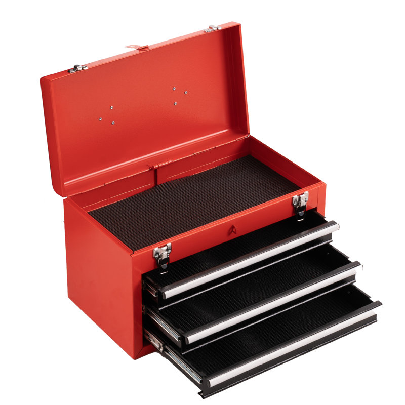 3-Drawer Steel Combination Rolling Tool Chest Set, Red/Black