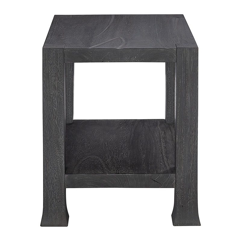 Transitional Berkely Black Rectangular End Table in Carbonized Suar Wood