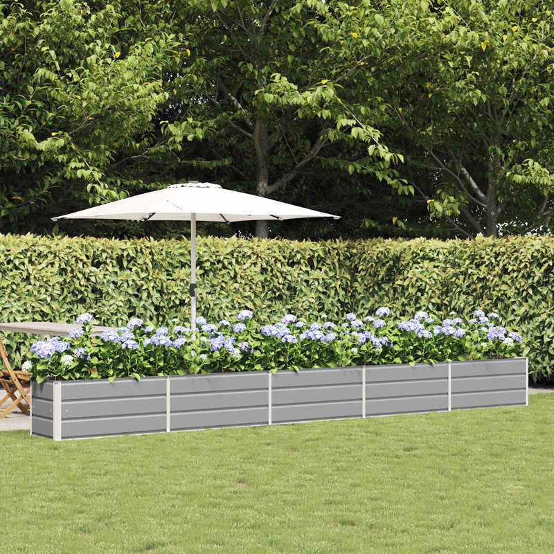 Planter Galvanised Steel, 45cm H x 480cm W x 50cm D, Light Grey