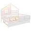 Structure de lit simple en bois avec lit gigogne, tablettes et éclairage pour enfants, blanc-160153170-160153171