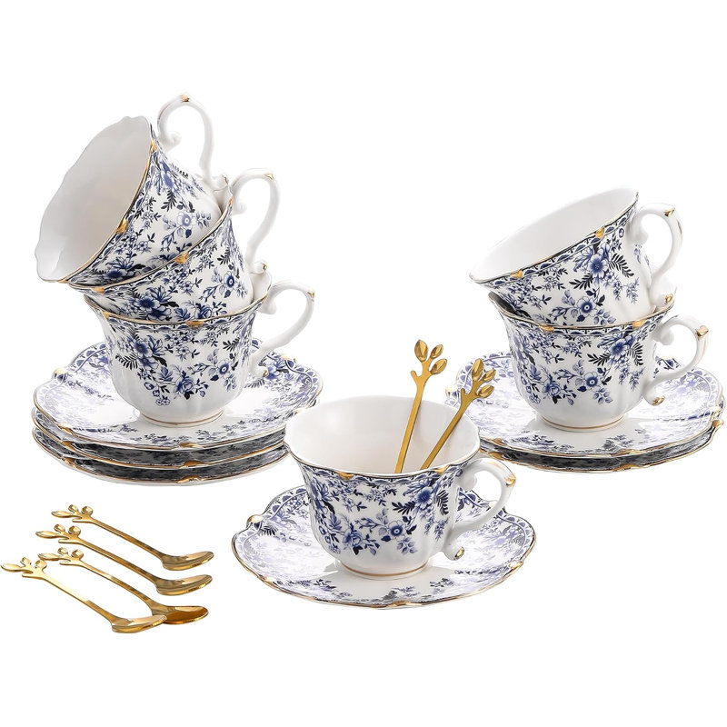 Bone china tea cup and saucer set