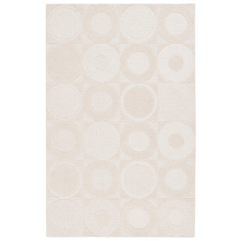 Caidan Hand Tufted Wool Pile Geometric Rug, Rectangle 4' x 6'