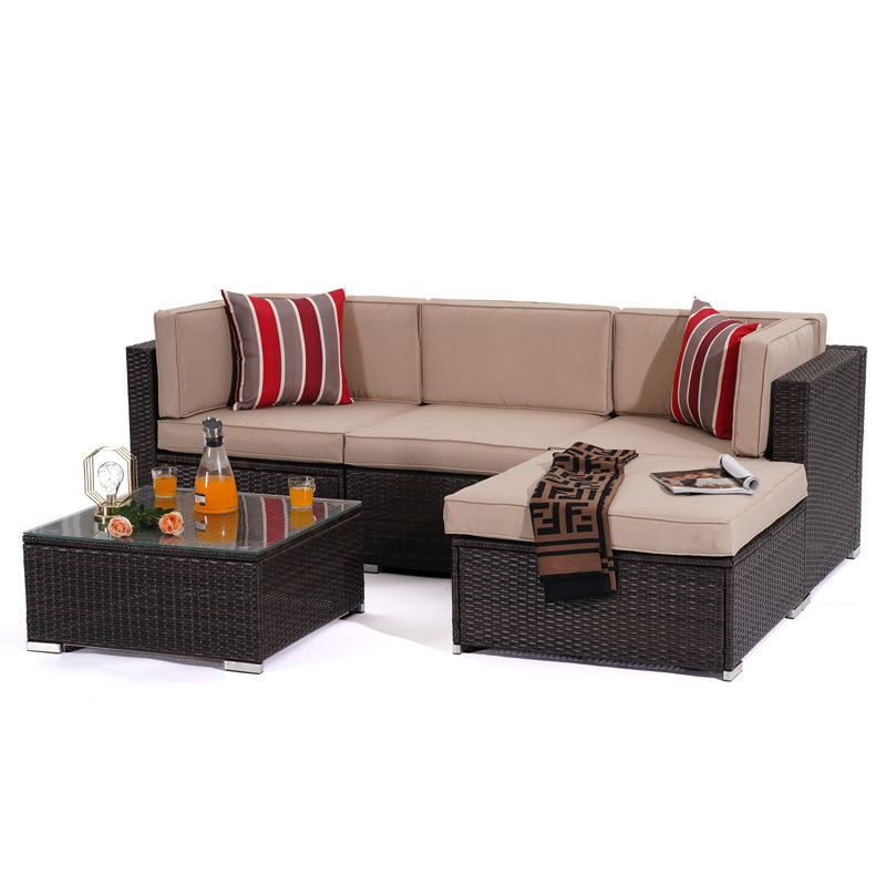 Brookwood 3 - Person Modular Patio Conversation Set with Cushions, Cream