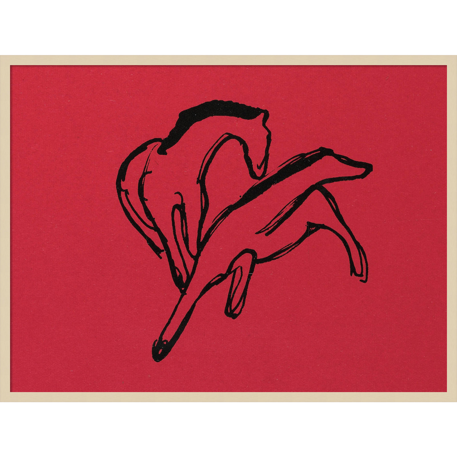 Two Horses Print by Franz Marc, Brown, 31" H x 41" W