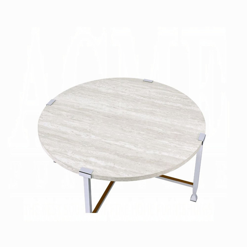 Table basse ronde contemporaine avec plateau en bois et finition en chêne blanc