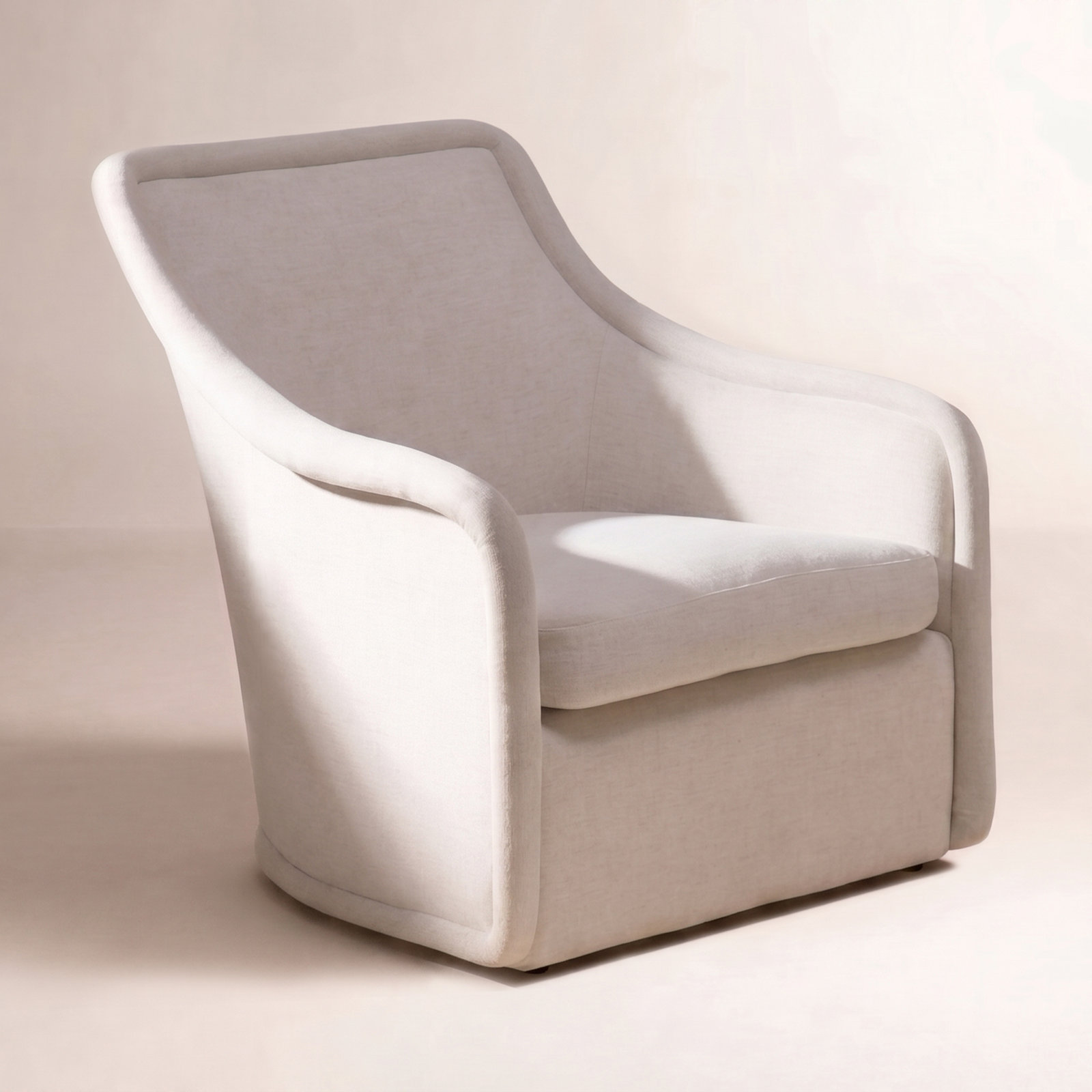 Mortola Pine Swivel Wingback Chair, Crypton Nomad Snow