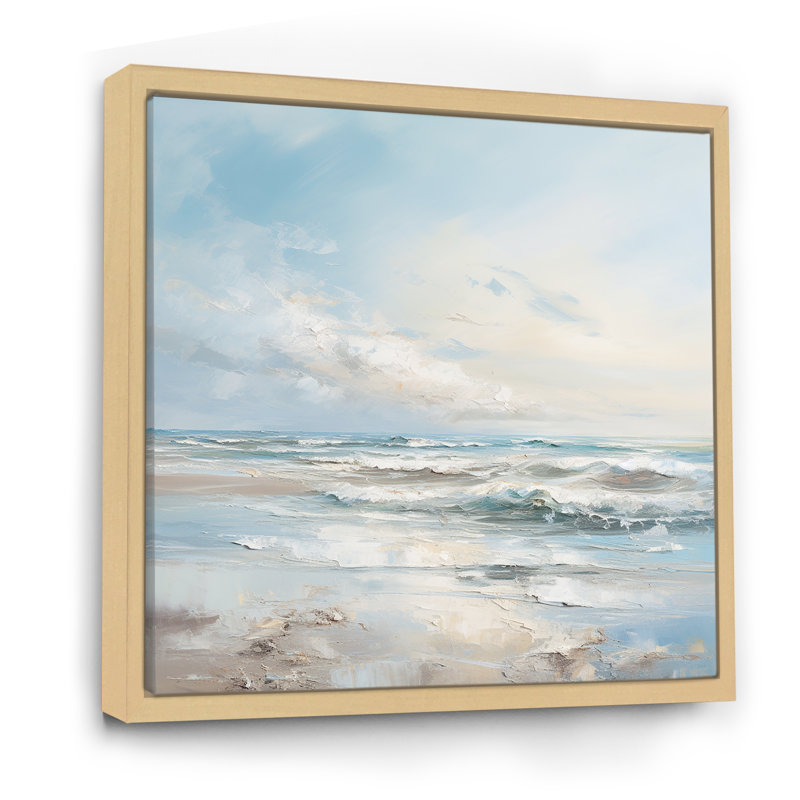 «Coastal Waves Charm in Winter», reproduction sur toile, H 16 po x l 16 po x P 1 po, Cadre naturel flottant