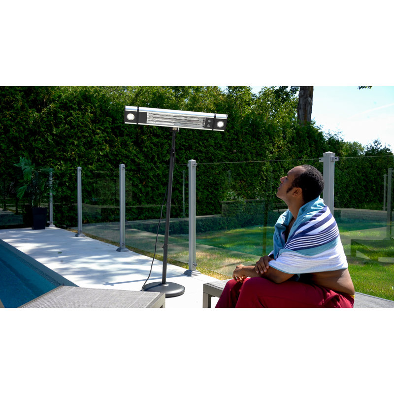 Black Adjustable Electric Outdoor Heater with LED and Remote