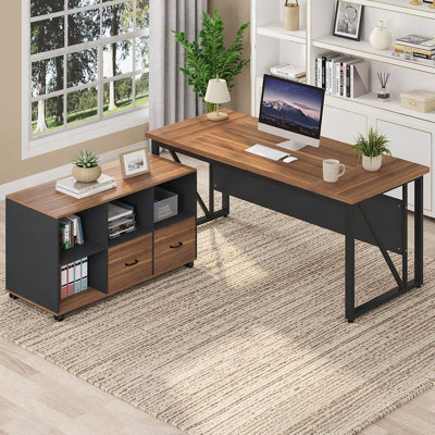 63-Inch Executive Desk With 47-Inch Mobile File Cabinet