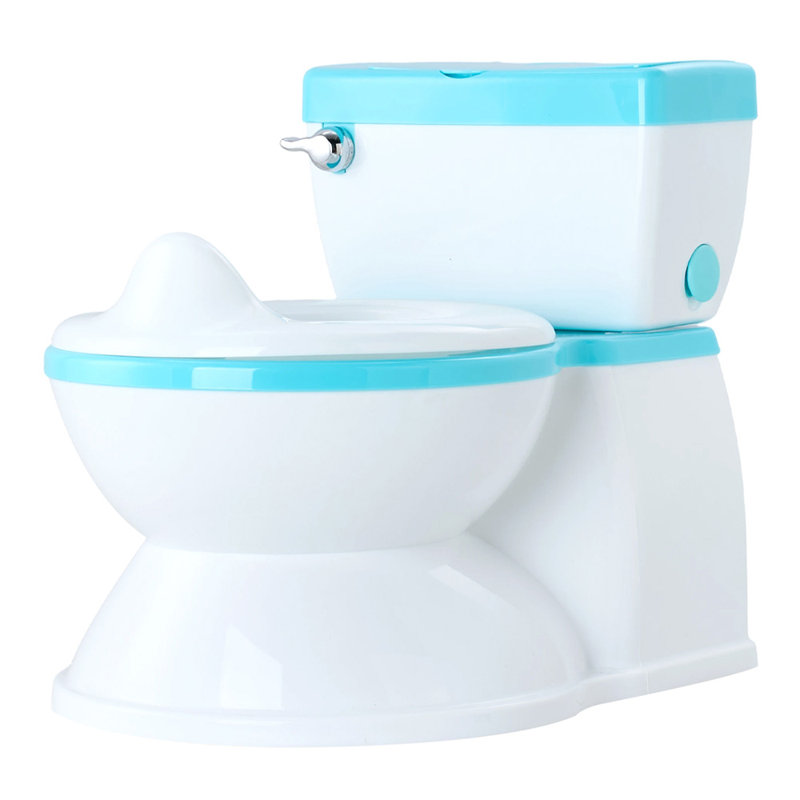 Toddler Potty with Realistic Flushing Sound, White/Blue
