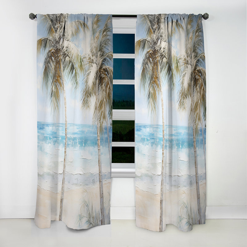 Broomtown - Palm Trees Curtain - Blackout Floral Curtain - 1 Panels, 52" W x 108" L