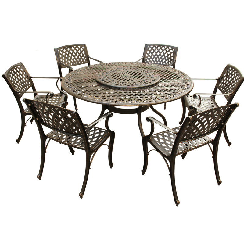 Casler Traditional Mesh Lattice Dining Set, Bronze