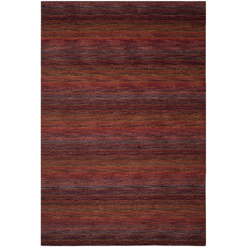 Tapis rouge / brun en laine Hossain, Rectangle 8 pi x 10 pi