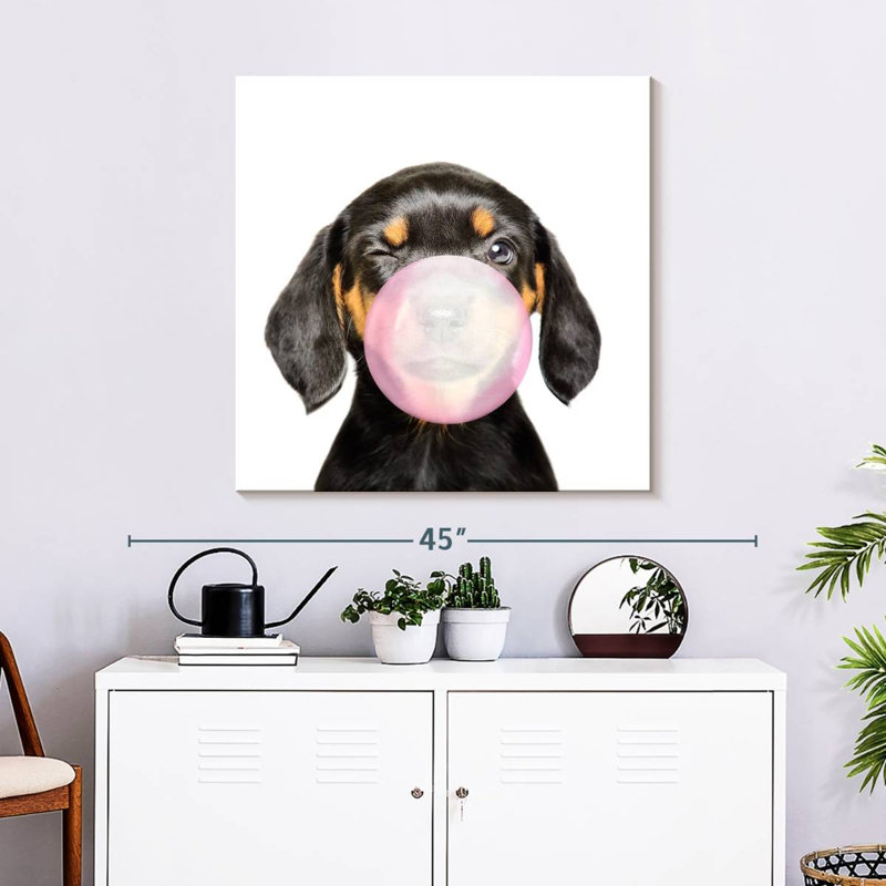 " Dachshund Bubble Gum " by Emma P, 30" H x 30" W x 1.25" D