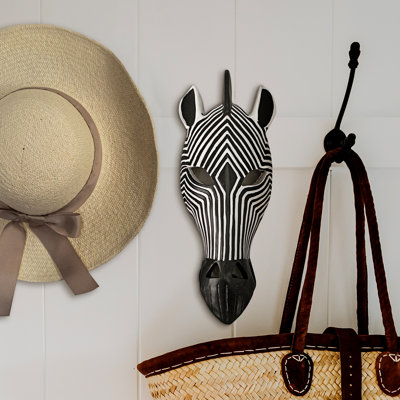 Tribal-Style Zebra Mask Wall Sculpture