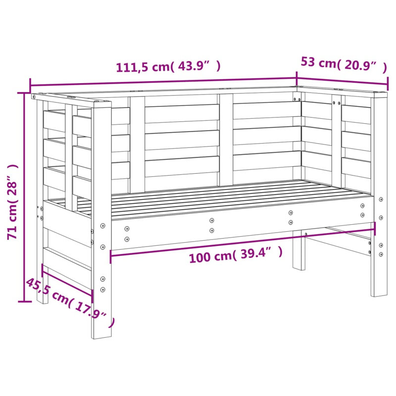 Solid Wood Outdoor Bench, Black